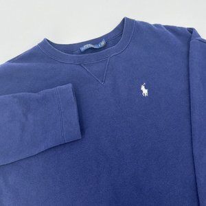 Polo Ralph Lauren Women's S Sweater Blue Designer Crew Neck Modern Crop Casual